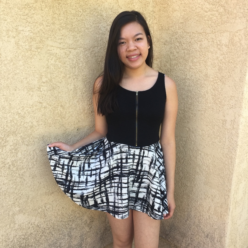 Black and white skater dress